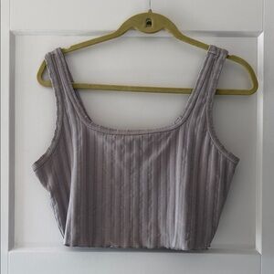 Offline by Aerie Gray Ribbed Women's Tank Top